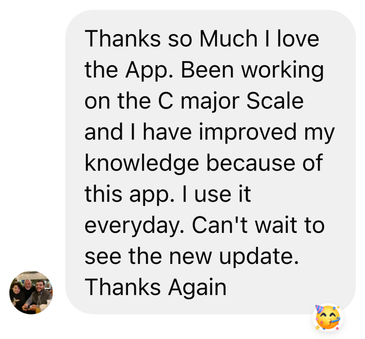 Testimonial from James C. about daily improvement and use.