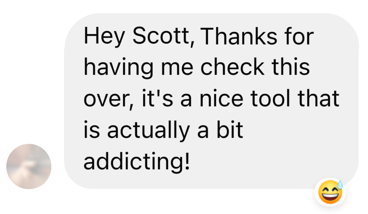 Testimonial from Mike V. about the app being addicting.